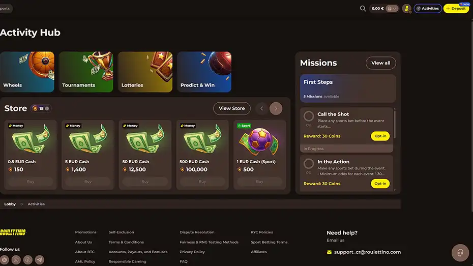 Roulettino Casino Deposit