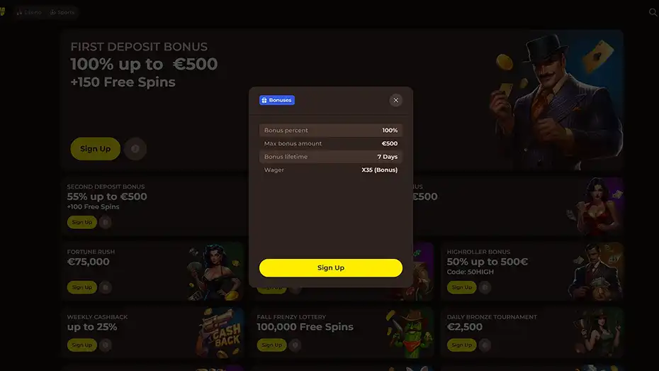 Roulettino Casino Welcome Bonus
